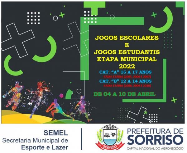 Sorriso inicia hoje etapa municipal dos Jogos Escolares e Estudantis 