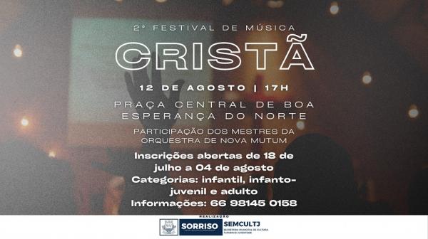 Sorriso: Boa Esperança promove Festival de Música Cristã; As inscrições para participação se encerram nesta sexta-feira (04/08)